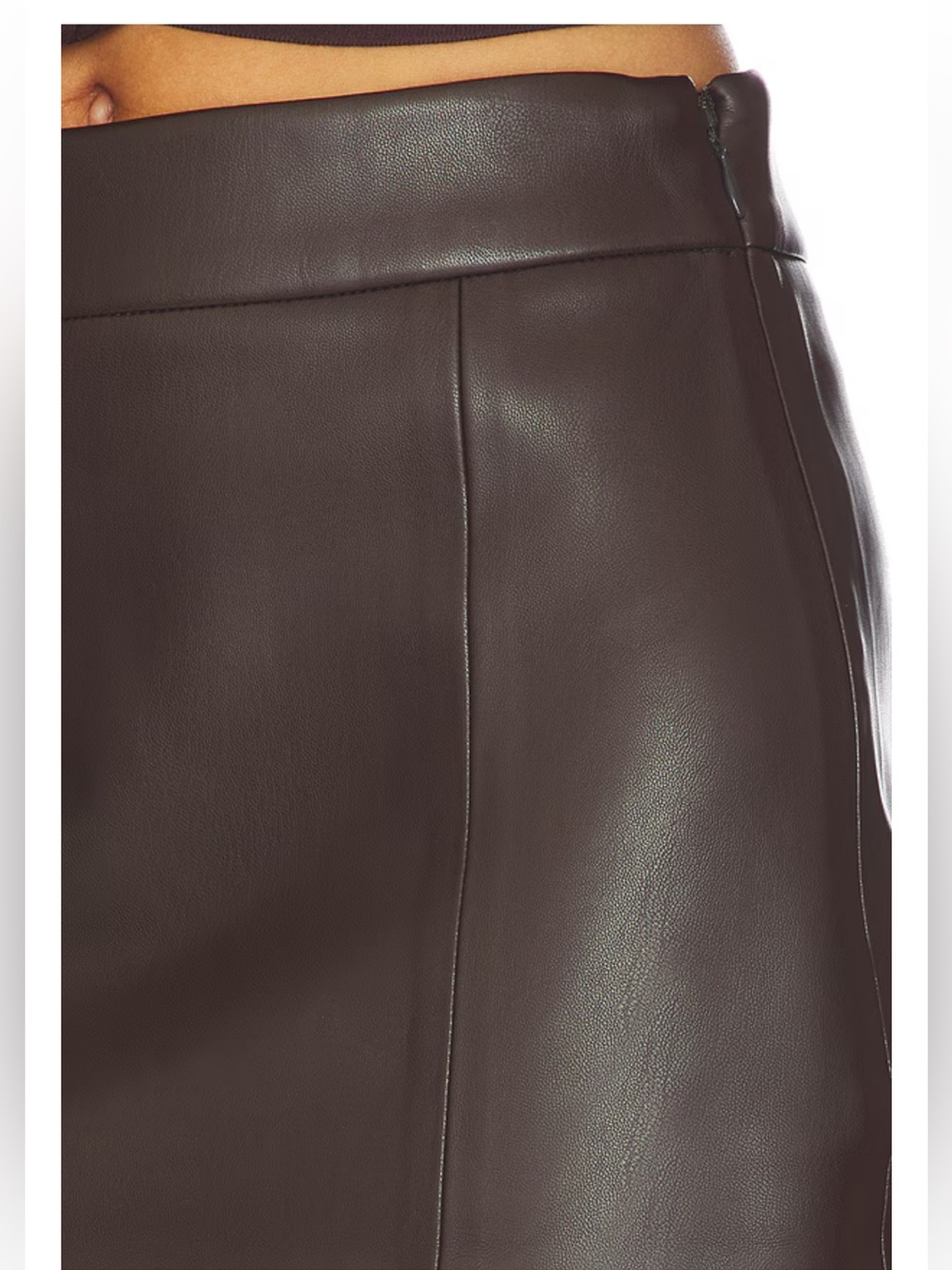 Susana Monaco Faux Leather Slit Skirt in Java View 6